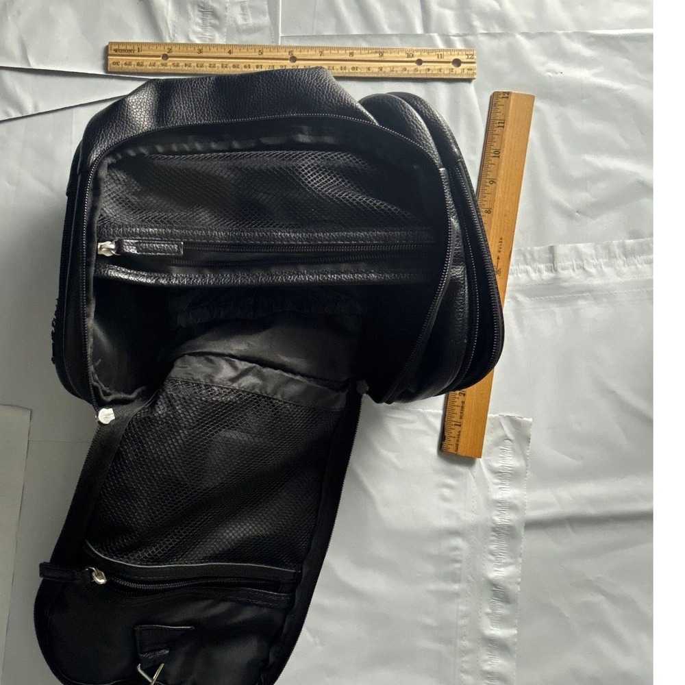 Black Faux Leather Travel Toiletry Bag Organizer Pouch‎ Cosmetic Case